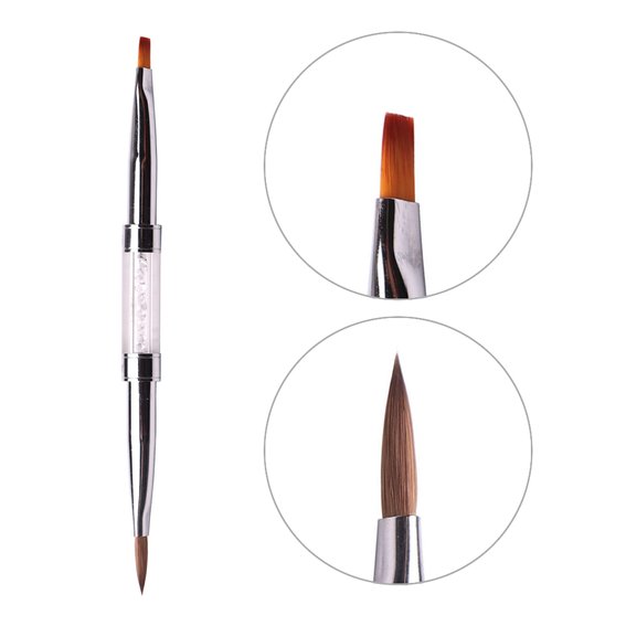 Кисть для акрила KOMILFO Double Acrylic 6 (Колонок)/Gel flat 6 (Нейлон) - Фото №1