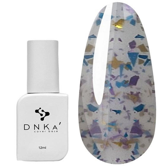 База DNKa Cover  Base №044 молочный с кусочками яркой фиолетовой, синей и золотой потальи 12 мл
