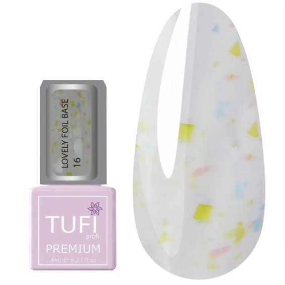 Base TUFI profi PREMIUM Lovely Foil Base with foil 16 milky 8 ml - Фото №1