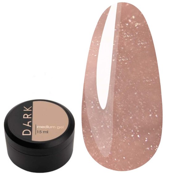Гель для наращивания DARK Medium Gel №32 бежевый с блестками 15 мл - Фото №1