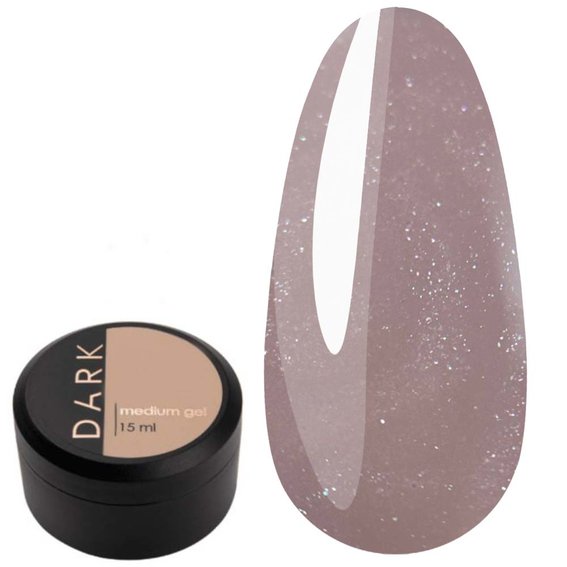 Гель для наращивания DARK Medium Gel №33 бежевый с блестками 15 мл - Фото №1