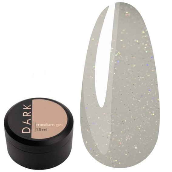 Гель для наращивания DARK Medium Gel №34 молочный с блестками 15 мл - Фото №1