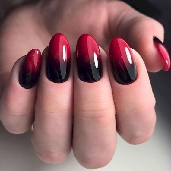 Black manicure (red ombre)