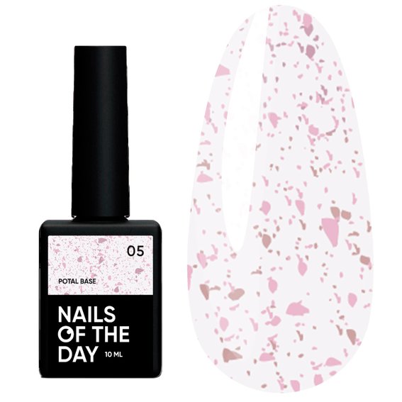 Baza hybrydowa NAILSOFTHEDAY Potal №05 mleczny z różowym potalem 10 ml - Фото №1