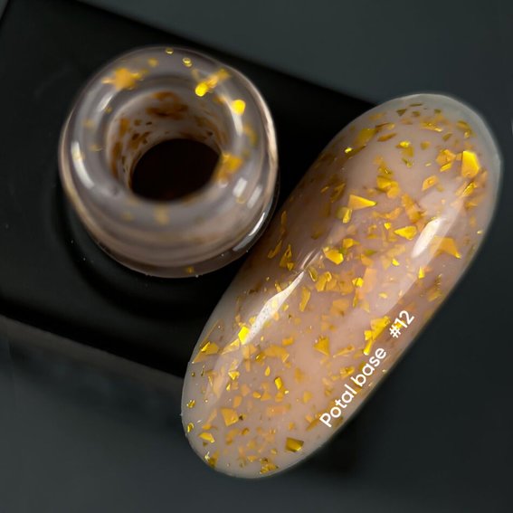 Baza hybrydowa NAILSOFTHEDAY Potal № 12 brzoskwinia ze złotem płatkowym 10 ml - Фото №2