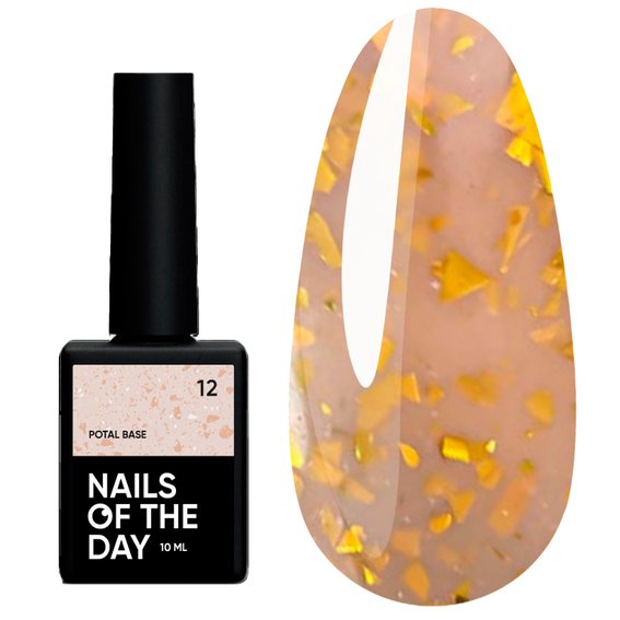 Baza hybrydowa NAILSOFTHEDAY Potal № 12 brzoskwinia ze złotem płatkowym 10 ml - Фото №1