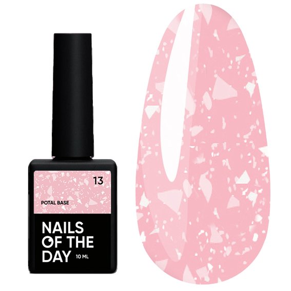 Base NAILSOFTHEDAY Potal №13 pink with pink gold leaf 10 ml - Фото №1