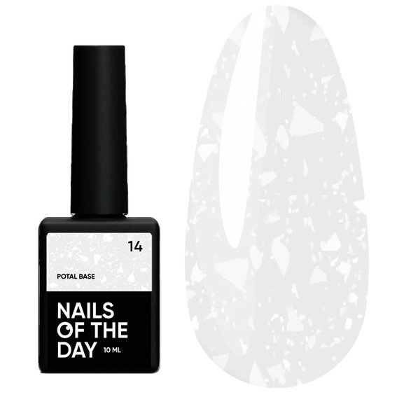 Base NAILSOFTHEDAY Potal №14 milky with silver leaf 10 ml - Фото №1