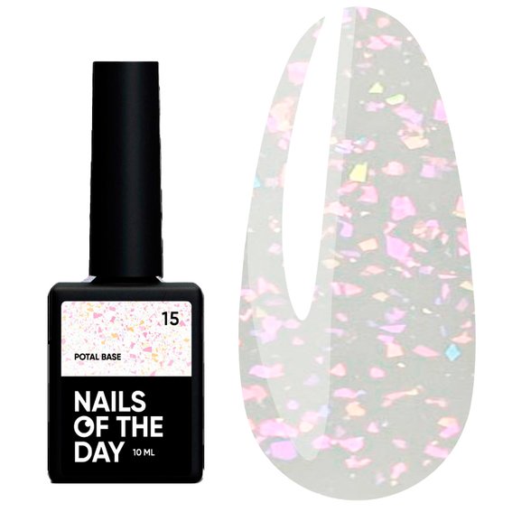 Base NAILSOFTHEDAY Potal №15 milky with multi-colored potal 10 ml - Фото №1