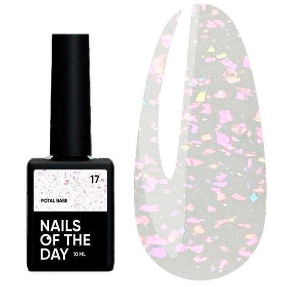База NAILSOFTHEDAY Potal №17 молочный с разноцветной поталью 10 мл - Фото №1