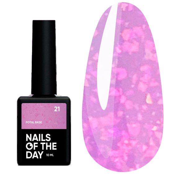 База NAILSOFTHEDAY Potal №21 розовый с разноцветной поталью 10 мл - Фото №1