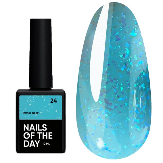 Baza hybrydowa NAILSOFTHEDAY Potal № 24 niebieska z niebieskim potalem 10 ml - Фото №1