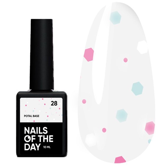 Baza hybrydowa NAILSOFTHEDAY Potal № 28 mleczny z wielobarwnym potalem 10 ml - Фото №1