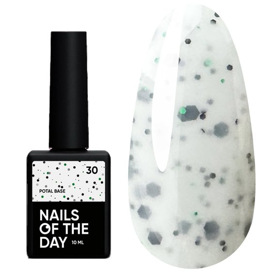 Baza hybrydowa NAILSOFTHEDAY Potal №30 mleczny z wielobarwnym potalem 10 ml - Фото №1