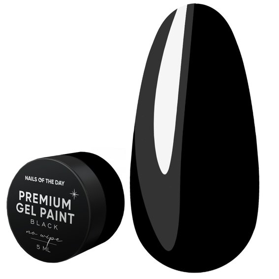 Farba żelowa NAILSOFTHEDAY Premium gel paint Black no wipe, 5 ml - Фото №1