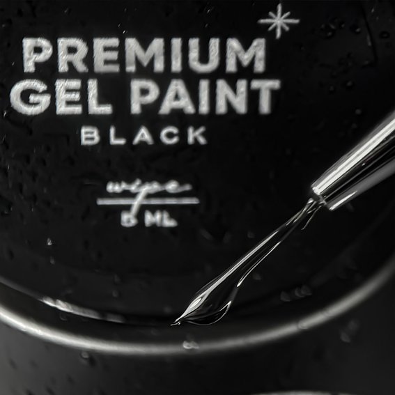 Farba żelowa NAILSOFTHEDAY Premium gel paint Black wipe, 5 ml - Фото №2
