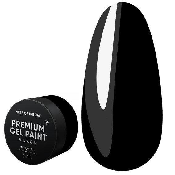 Farba żelowa NAILSOFTHEDAY Premium gel paint Black wipe, 5 ml - Фото №1