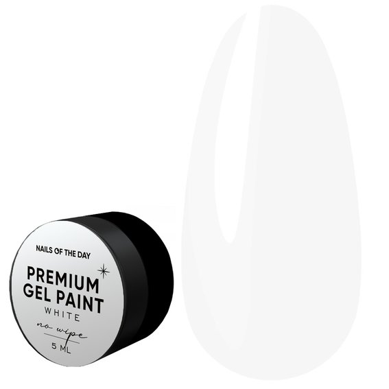 Farba żelowa NAILSOFTHEDAY Premium gel paint White no wipe, 5 ml - Фото №1