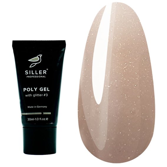 Akrylożel do paznokci Siller Poly Gel Glitter modelujący №3 złoty piasek 30 ml - Фото №1