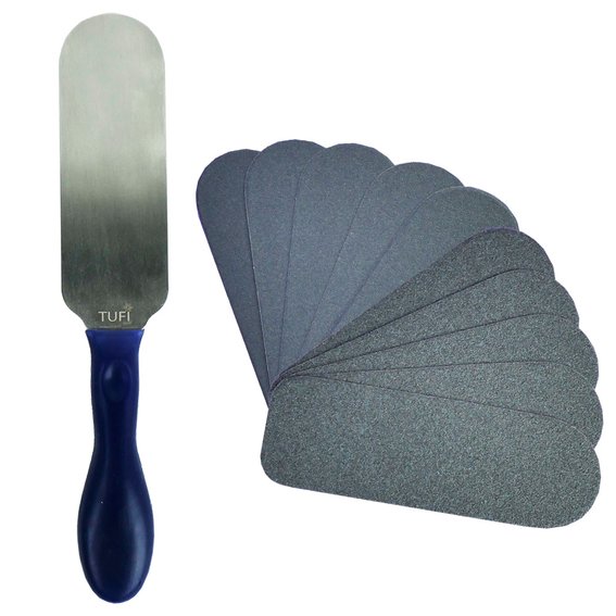 PODO TUFI profi PREMIUM metallic pedicure base file with silicone handle with changeable files 80/180 grit (0300685) - Фото №1