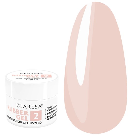 Gel for extensions Claresa Rubber Gel 02 warm light pink 12 g - Фото №1