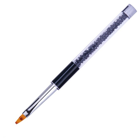 Ombre brush for nail design Glam Line black with rhinestones 6/13mm - Фото №3