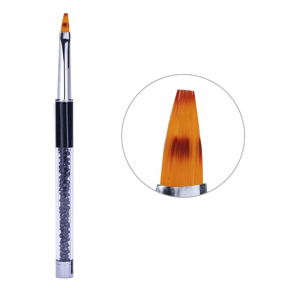 Ombre brush for nail design Glam Line black with rhinestones 6/13mm - Фото №1