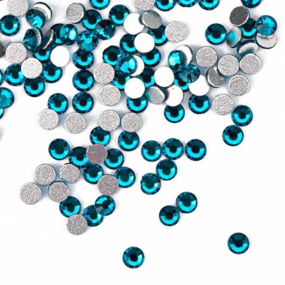 Glass rhinestones for nails AllePaznokcie SS10 Blue Zircon 50 pcs