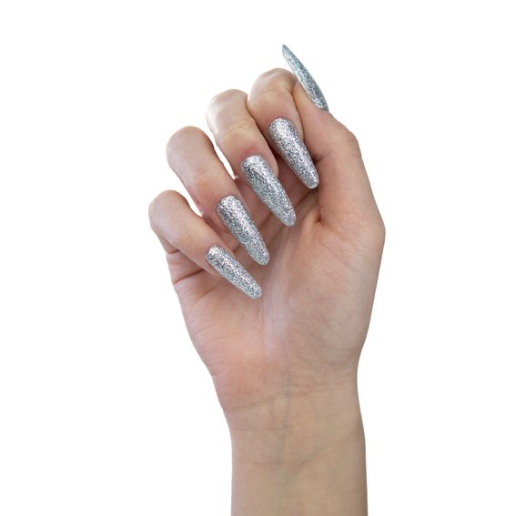 Lakier hybrydowy MAKEAR Premium Glitter 805 srebro z brokatem 8 ml - Фото №2