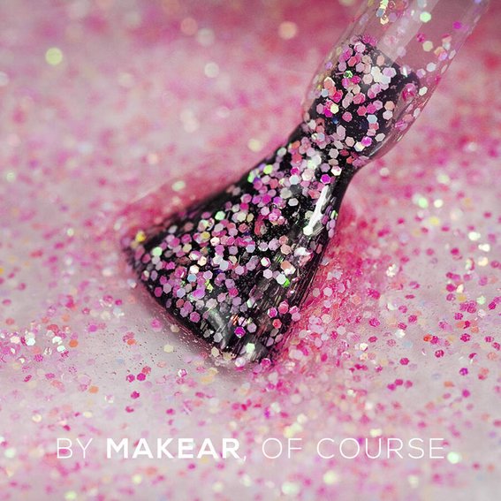 Гель-лак MAKEAR Daisy 625 прозрачный с розовыми блестками 8 мл - Фото №2