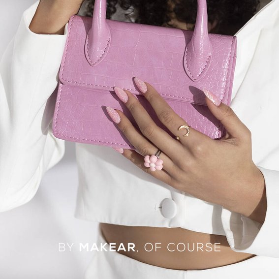 Гель-лак MAKEAR Daisy 625 прозрачный с розовыми блестками 8 мл - Фото №3