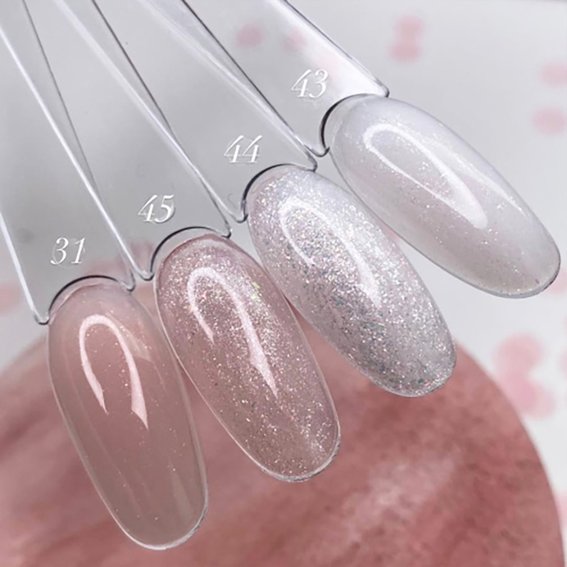 Gel for extensions DARK Medium Gel №31 (updated color) peach with glitter 15 ml - Фото №3