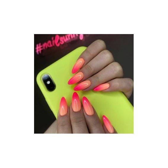 Neon manicure (Pink long nails)