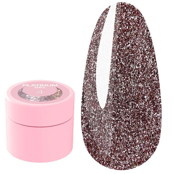 Brokat żelowy LUNA Platinum №04 do stylizacji różowy z brokatem 5 ml (804-2938) - Фото №1