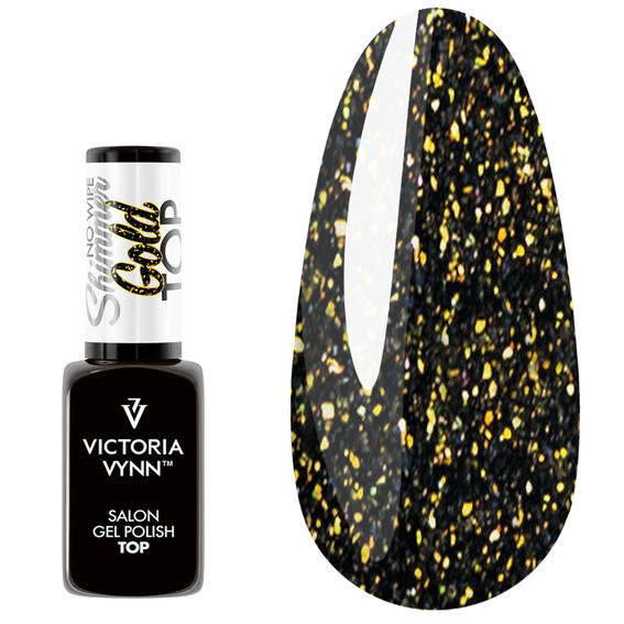 Top hybrydowy Victoria Vynn Shimmer Gold no wipe 8ml - Фото №1