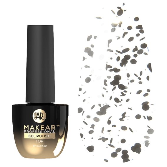 Топ для ногтей MAKEAR Top Black Dot без липкого слоя 8 мл - Фото №1