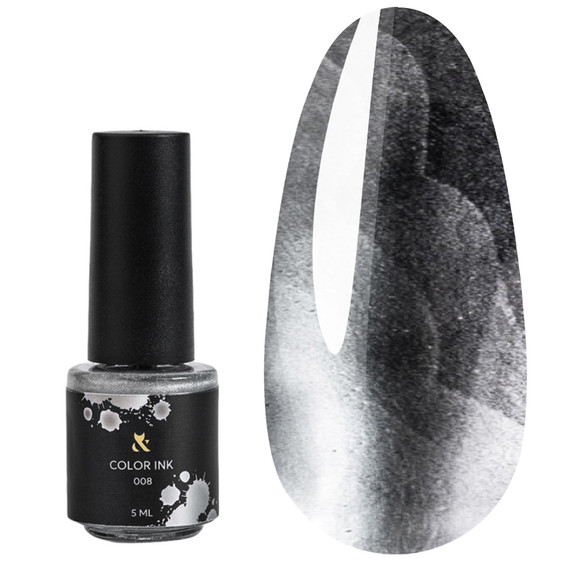 Kolorowa tusz polimerowa dla zdobień w technice akwarela F.O.X Color Ink Silver 008, 5 ml - Фото №1