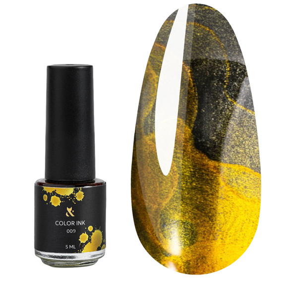 Kolorowa tusz polimerowa dla zdobień w technice akwarela F.O.X Color Ink Golden 009, 5 ml - Фото №1