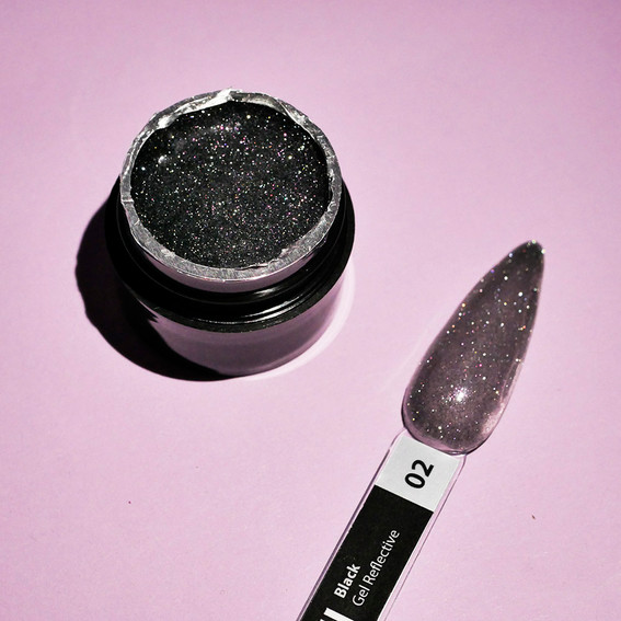 Gel for extensions TUFI profi PREMIUM Gel Reflective 02 black reflective 5 g (0308088) - Фото №2