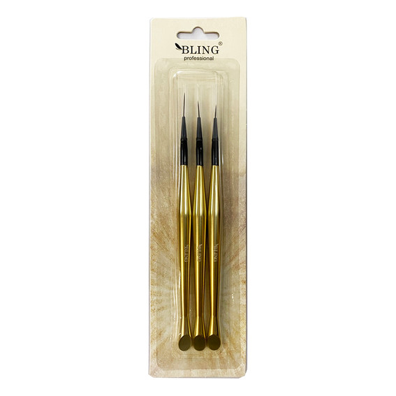 Manicure brush set BLING 3 pcs., gold - Фото №2