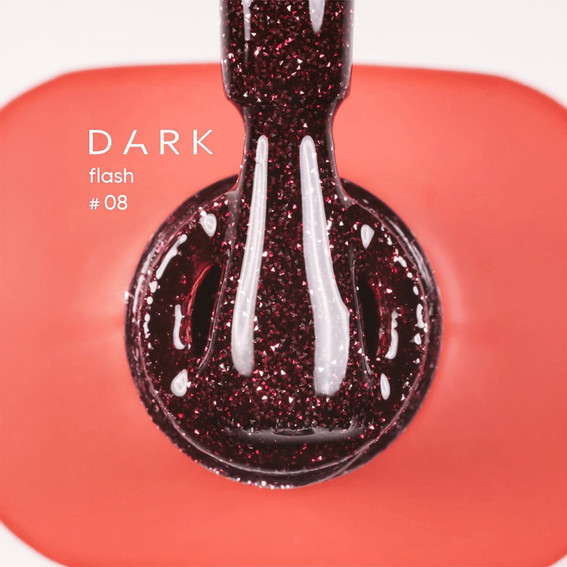 Lakier hybrydowy DARK Flash 08 bordowy odblaskowy 10 ml - Фото №2