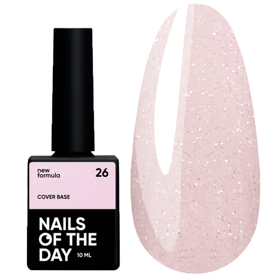 База для ногтей NAILSOFTHEDAY Cover NEW Formula 26 нежный розовый с серебряным шиммером 10 мл - Фото №1