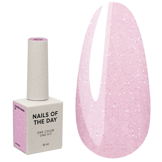 Baza hybrydowa NAILSOFTHEDAY Cover NEW Formula 27 różowa ze srebrną drobinką 10 ml - Фото №1