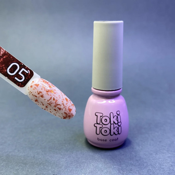Base Toki-Toki Potal 005 pink with red and gold leaf 5 ml - Фото №3