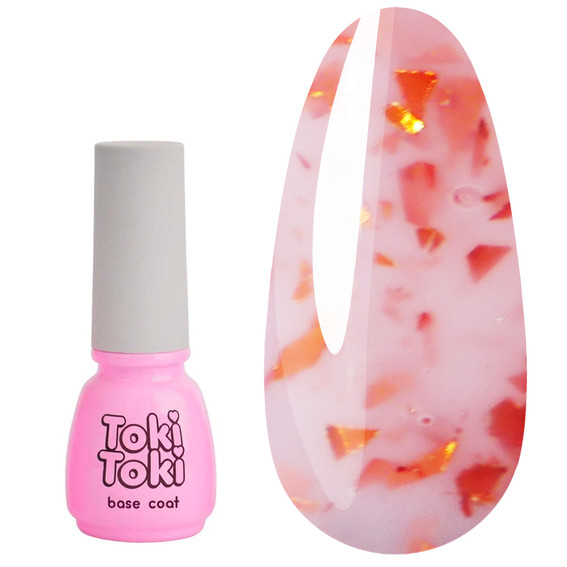 Base Toki-Toki Potal 005 pink with red and gold leaf 5 ml - Фото №1