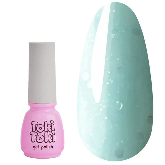 Gel polish Toki-Toki Fairytale FT08 turquoise with holographic glitter 5 ml - Фото №1