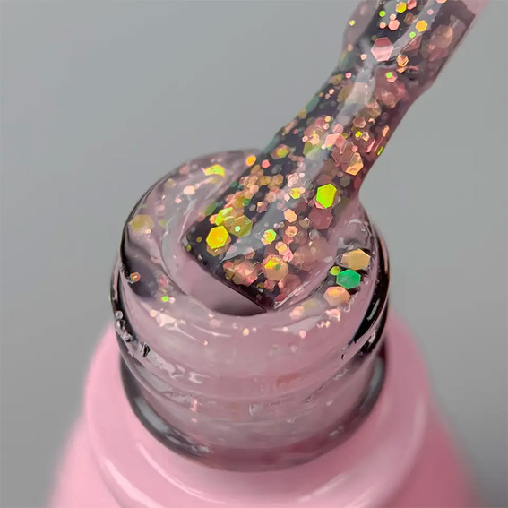 Гель-лак Toki-Toki Unicorn UN04 полупрозрачный розовый с блестками 5 мл - Фото №2