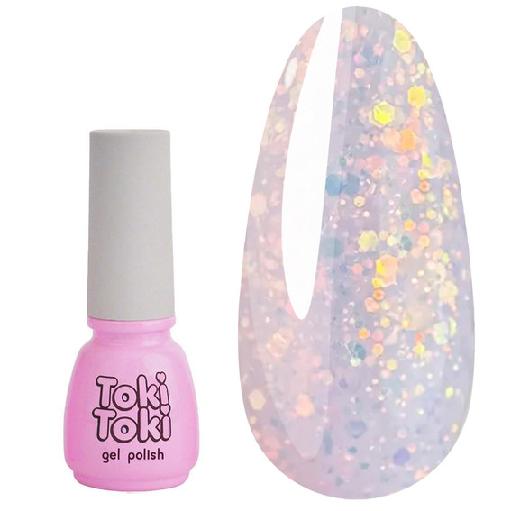 Lakier hybrydowy Toki-Toki Unicorn UN05 półprzezroczysty liliowy z brokatem 5 ml - Фото №1