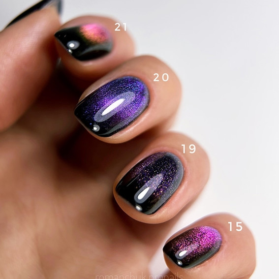 Lakier hybrydowy DARK Cat Eye 19 niebiesko-fioletowy 6 ml - Фото №4