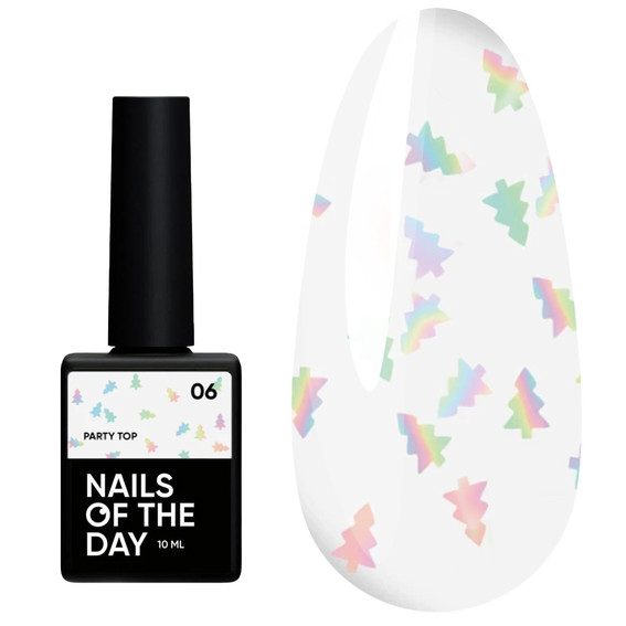 Топ NAILSOFTHEDAY Party top 06 с голографическими елками 10 мл - Фото №1